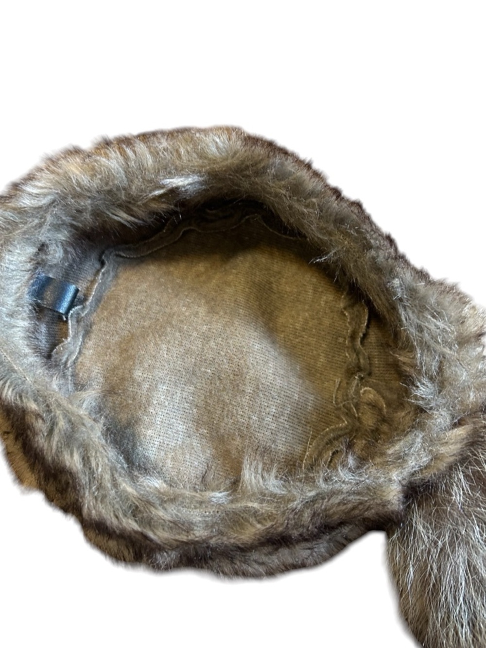 Daniel Boone Davy Crockett Style Raccoon Tail Hat Faux Fur Trapper Cap - Picture 5 of 7